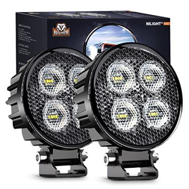 Imagem de Nilight 2 peças de 7,6 cm de LED redondo 1500 lm, luz de trabalho EMC, ângulo de feixe de inundação de 90° para luzes off-road luz traseira traseira para trator caminhão motocicleta, barco, ATV, UTV, 5 anos de garantia