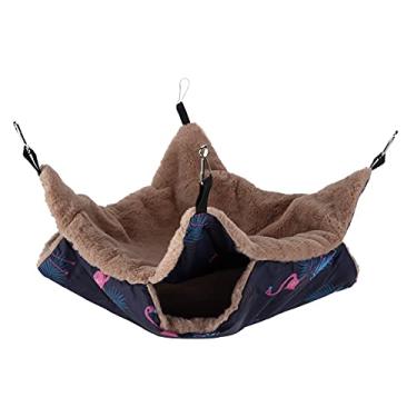 Imagem de OKJHFDPet Dupla Camada Quente Rede Pendurada Saco de Esquilo Gaiola Acessórios Roupa de Cama Brincando de Dormir para Sugar Glider Furão Esquilo Hamster Rato, Flamingo(small)