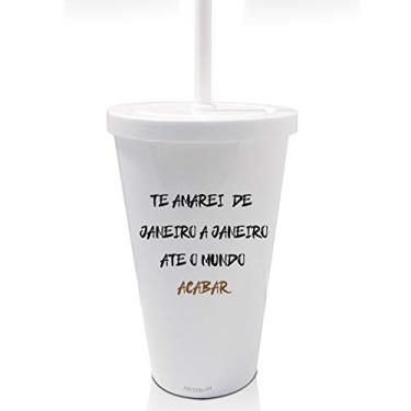 Imagem de Copo com Tampa e Canudo Branco Personalizado Para Dia dos Namorados 2