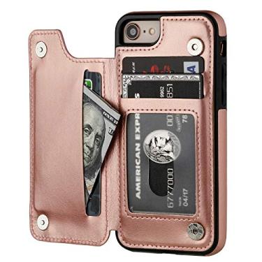Imagem de Capa Case Carteira iPhone 7 e iPhone 8 - Multifuncional 2 em 1 - Porta cartão e case. Tamanho 4.7" (iPhone 7 e 8 Rosé)