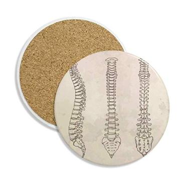 Imagem de Esqueleto Sketch Spine Porta-copos de cerâmica humana porta-copos suporte de caneca de pedra absorvente para bebidas presente 2 peças