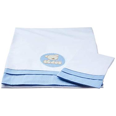 Imagem de Minha Casa Baby Lençol De Berço Urso Bolacha Azul 3 Peças Azul Claro