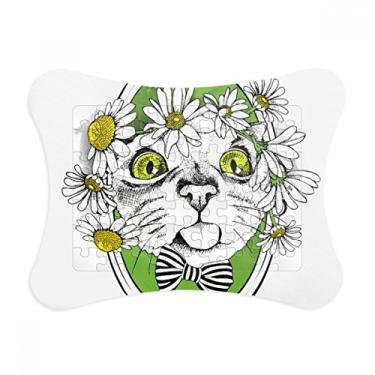 Imagem de Arco de flor cabeça de gato protege animal amante de animais de estimação, moldura de quebra-cabeça decoração de imagem ornamento de jogo