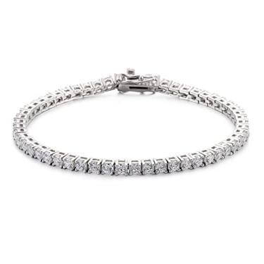 Imagem de Pulseira de quatro pinos feminino de alto carbono diamante nicho cheio de diamantes 925 prata esterlina super flash imitação de diamantes diamantes joias de mão pulseira feminina joias de prata (18cm)