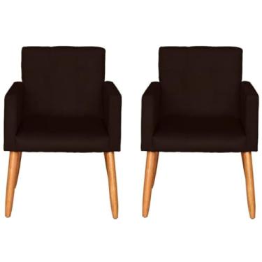 Imagem de Kit 2 Poltronas Cadeira Decorativa para Sala de estar Cadeiras para Recepção Manicure Escritório Sala De Espera (MARROM)
