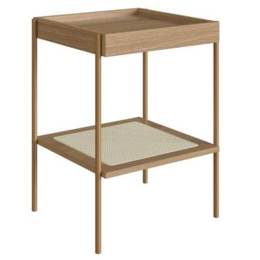 Imagem de Mesa Lateral Apoio Oslo Artesano 43 cm (largura) MDP Hanover Palha Sin