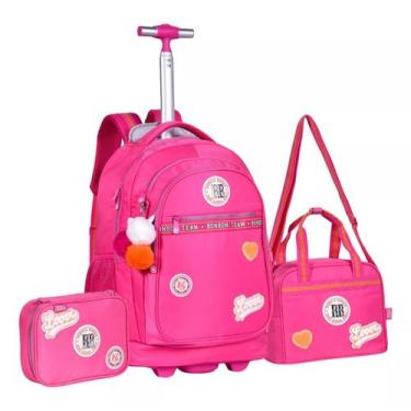 Imagem de Kit Mochila Teans Infantil Ou Creche Feminina Rodinha Lancheira Estojo