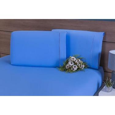 Imagem de 2 Fronhas King 60x80 100% Algodão 180 Fios Ponto Palito Azul - MTR ENX
