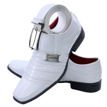 Imagem de Sapato social masculino branco Pizzolev original + cinto social branco