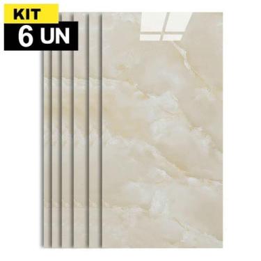 Imagem de Kit 6 Placas Painel Porcelanato Revestimento Adesivo Vinílico Marmoriz
