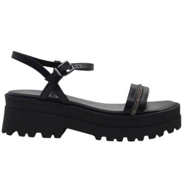 Imagem de Sandália Feminina Casual Dia a Dia Passeio Trabalho Flat Tratorada com Strass Conforto Ramarim 2444203