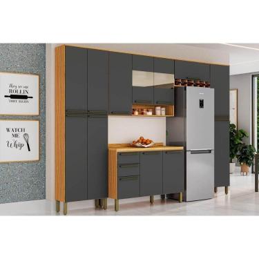 Imagem de Cozinha Completa Nápoli  5 Peças (2 Armários + 1 Balcão + 2 Paneleiros) C5P04 Amendoa/C...