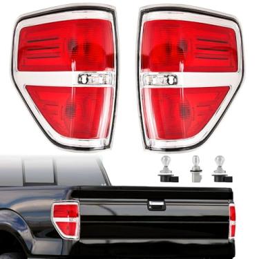 Imagem de Tektend Conjunto de luz traseira compatível com Ford F150 F-150 2009-2014 Lâmpadas traseiras de freio traseiro Substituição original com lâmpadas e soquete, lado do passageiro e do motorista