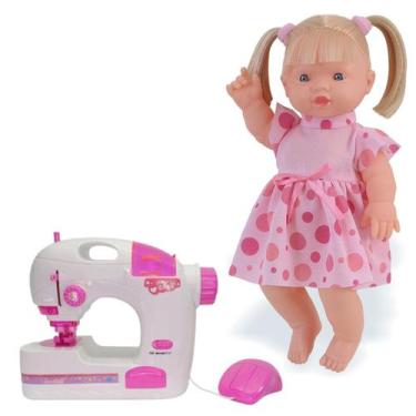 Imagem de Brinquedo Mini Máquina De Costura Ateliê e Boneca Elisi - DM Toys
