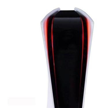 Imagem de Adesivo de textura de fibra de carbono LED com barra de luz vermelha autoadesivo para acessórios PlayStation 5
