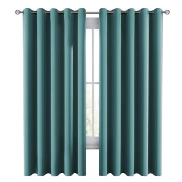 Imagem de Cortinas blackout premium LUX Decor, 203 cm de comprimento, conjunto de 2 painéis - Cortinas escurecidas com isolamento térmico para janela do quarto - Cortinas com ilhós - 132 x 213 cm (azul-petróleo