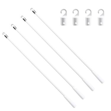 Imagem de BangBoom 4 peças de substituição de varinha cega de 43 cm com alça e gancho, varinha vertical de fibra de vidro branca, varinha inclinada, varetas para abrir persianas para porta de cortina de janela