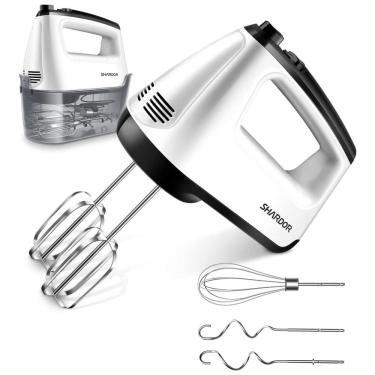 Imagem de Batedeira de Mão 6 Velocidades, com 5 Acessórios, Aço Inoxidável, 350W, 110v, SHARDOR, Branco