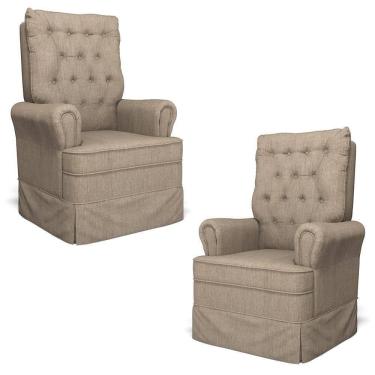 Imagem de Kit 02 Poltronas De Amamentação E Descanso Com Balanço Laís G05 Linho Areia - Mpozenato