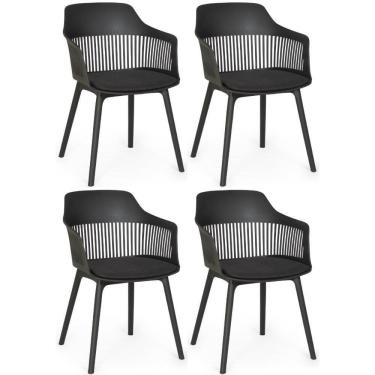 Imagem de Kit 4 Cadeiras De Jantar Estofada Marcela - Preto