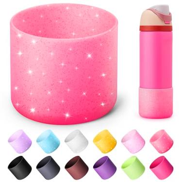 Imagem de Diumepo Bota de silicone para garrafas de água Owala de 680 g, capa protetora antiderrapante para garrafa de água de aço inoxidável Owala Twist & FreeSip & Flip (glitter rosa vermelho)