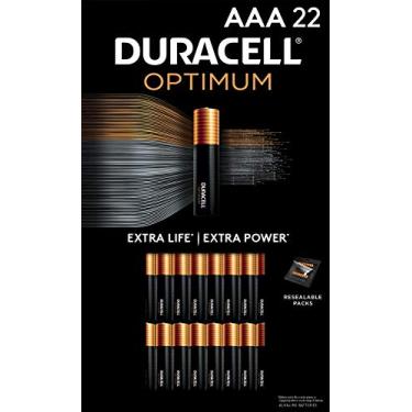 Imagem de DURACELL Pilhas Optimum Aaa, Pacote Com 22 Triplo A Longa Duração, Embalagem Resselável Para Armazenamento, Alcalinas Multiuso Uso Doméstico E De Escritório