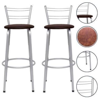 Imagem de Kit 2 Banco Banquetas Alta Bar Balcão Cozinha Gourmet Bistrô Bancada A