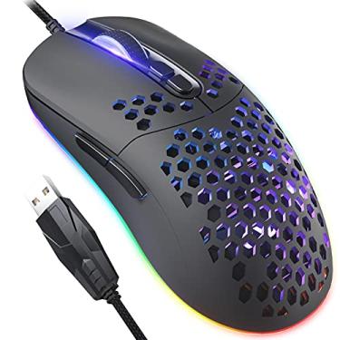 Imagem de Mouse com fio RGB C306 com concha de colmeia para escritório e casa, formato ergonômico para computadores Windows, Macs, iPad, PC e laptops