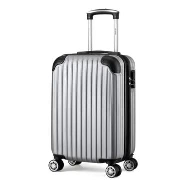 Imagem de Mala de Bordo Viagem R?gida Rodas 360 ? capacidade 10kg Com Z?per Expans?vel e anti furto com senha (PRATA)