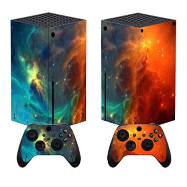 Imagem de PlayVital Capas de vinil personalizadas Orange Star Universe para Xbox Series X, adesivos de capa de decalque para controle de console Xbox Series X