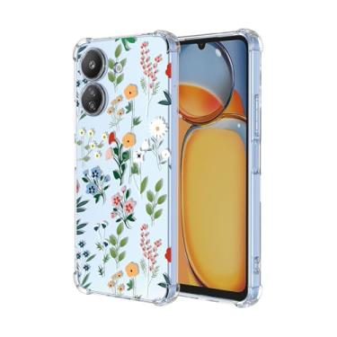 Imagem de OEURVQO Capa para Xiaomi Redmi 13C 4G Poco C65, estampa de flores exuberantes transparentes, amortecedor de silicone macio TPU à prova de choque, capa protetora para celular Xiaomi Redmi 13C 4G (flora