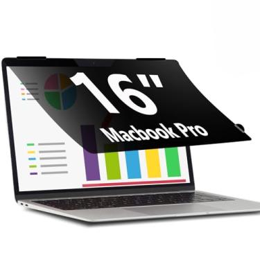 Imagem de ACONETMAX Tela de privacidade flip over para MacBook Pro 16 polegadas (2021-2024, M1, M2, M3, M4, Pro, Max) Protetor e filtro de privacidade removível para laptop