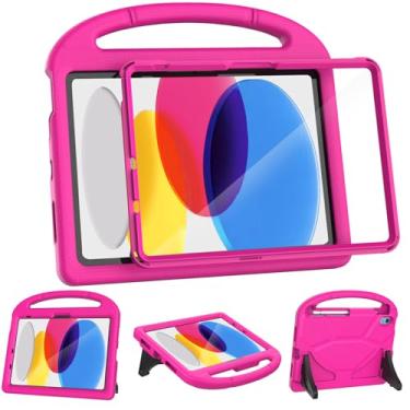 Imagem de VICVOL Capa infantil para iPad 11ª geração (A16 11 polegadas 2025) e iPad 10ª geração (11 polegadas 2022) – Capa protetora à prova de choque com protetor de tela, suporte de lápis e alça, rosa