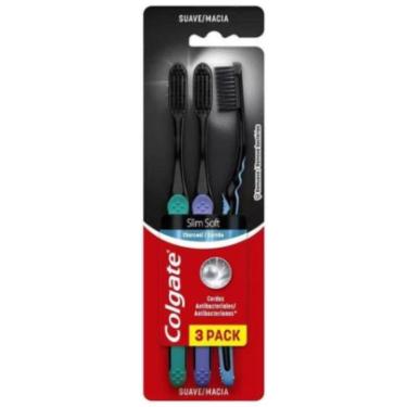 Imagem de Escova Colgate Dental Slim Soft Carvão Com 3 Cerdas Suaves