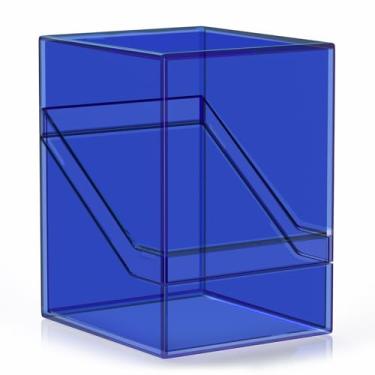 Imagem de Mlikero Card Deck Cases, Acrylic Commander Deck Box Holding 100+ Sleeved Cards with Dividers, Clear Card Storage Box Fit for MTG, TCG, Sports Cards (Dark Blue)