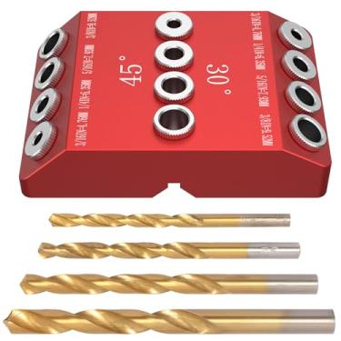 Imagem de Gabarito de guia de broca 30 45 90 graus portátil para perfuração de furos angulares e retos, bloco de molde de perfuração de parafuso de atraso de cabo de deck portátil para cabo horizontal poste de