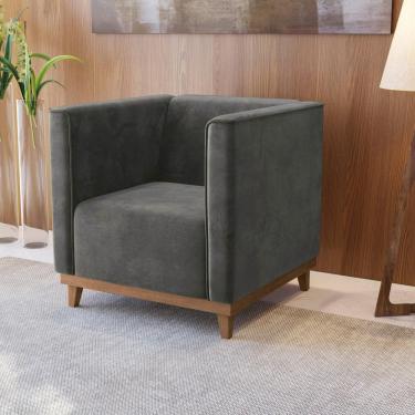 Imagem de Poltrona Ravena Kappesberg Veludo Chumbo