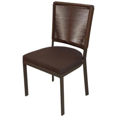 Imagem de Cadeira de Jantar em Alumínio Itapema Corda Estofado Marrom Aluminium 