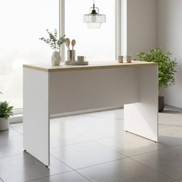 Imagem de Bancada 136 X 87,5cm em Mdf e Tampo Carvalho Tropical Branco/Carvalho Tropical
