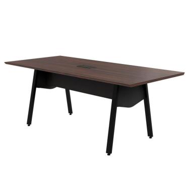 Imagem de Mesa de Reunião 20cm para 8 Pessoas com Caixa de Tomadas Industrial Executive Louro Preto / Preto