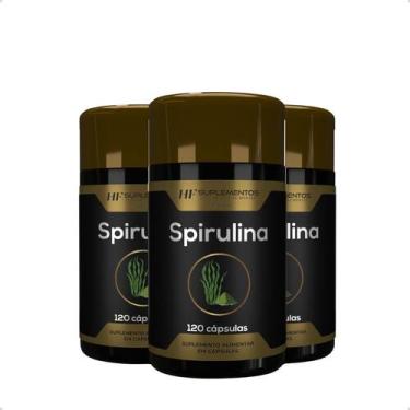 Imagem de 3x spirulina 120 cápsulas hf suplementos