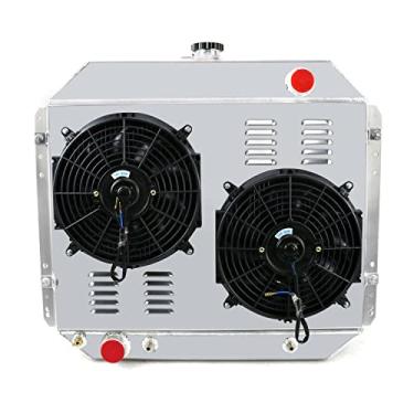 Imagem de HKAUTOPART Radiador compatível com Ford Bronco 1966-1979 F100 F150 F250 F350 4.9L 5.0L 5.8L 6.4L 6.6L 7.5L Caminhonete l6 V8, radiador de alumínio completo de 3 fileiras + 2 x ventiladores de 12