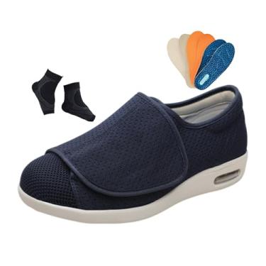 Imagem de Calçado Pés Diabéticos, Calçado Casual Homem Para Edema Diabético Ajustável E Respirável Para Artrite,Edema, Artrite, Fascite Inchaço(Dark blue,47 EU)