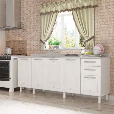 Imagem de Balcão de Cozinha de Aço Telasul Star 5 Portas para Pia Branco - Telas