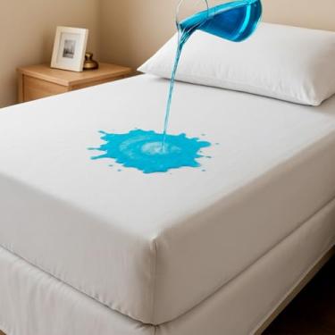 Imagem de Protetor de Colchão Solteiro Impermeável com Elástico Capa – 90x190x30cm | Antialérgico, Respirável e Lavável na Máquina | Proteção Contra Líquidos, Manchas e Ácaros