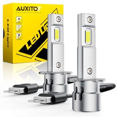 Imagem de AUXITO Lâmpada H1 - 40.000 lúmens 6500K branca, tamanho mini OEM, fácil instalação Plug & Play, substituição de luz de neblina de halogênio, sistema CANBUS sem erros, pacote com 2
