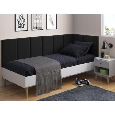 Imagem de Cabeceira em L para Cama Box Solteiro Proteção Lateral Estofada - Vári