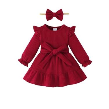 Imagem de Baby Toddler Dress 18 24 Months Girl Clothes Fall Winter Outfits Ruffle Long Sleeve Dresses Red Casual Dress