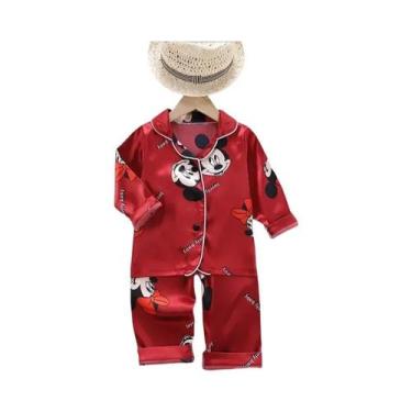 Imagem de Pijama Infantil de Cetim Disney Mickey Mouse - Manga Comprida - 2 Peça