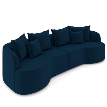Imagem de Sofá 4 Lugares 250cm Orgânico Quito Z08 Veludo Azul Marinho - Mpozenato